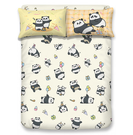 【7月新品】PA2501 - Panda Friends 1900 針瀛竹夢幻彩印床笠連枕袋