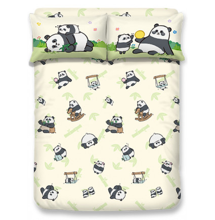 PA2502 - Panda Friends 1900 針瀛竹夢幻彩印床笠連枕袋