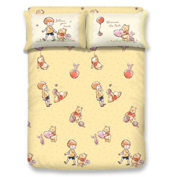 WP2602 - Winnie the Pooh 1200針全棉印花床笠連枕套