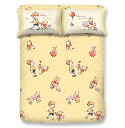 WP2602 - Winnie the Pooh 1200針全棉印花床笠連枕套